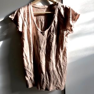 Metallic Linen Vneck Tshirt